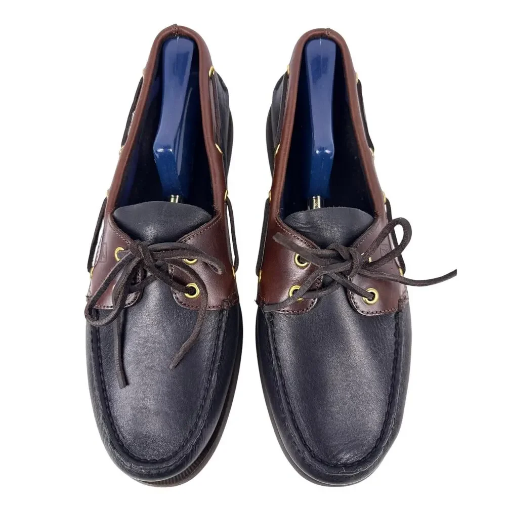 Sperry Boat Shoe Authentic Original 2-Eye Men's 11 W Black Amaretto Leather Moc